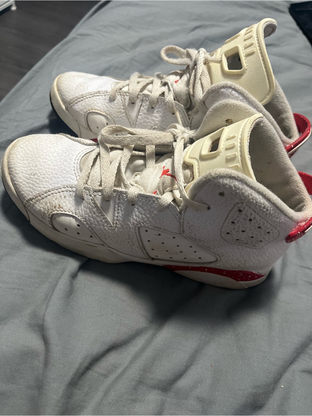 Jordan Kids White and Red High-Top Sneakers